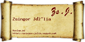 Zsingor Júlia névjegykártya